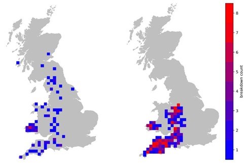 Figure 1. Spatial distribution of true positive bTB breakdown predictions.